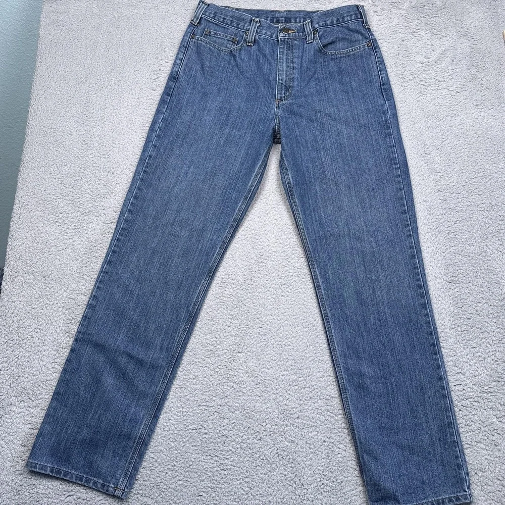 Carhartt Jeans Mens 34x34 Blue Relaxed Fit Straight Leg Workwear 101483-980 - Picture 2 of 11